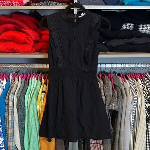 E & M black sleeveless button back closure elastic waistband lined dress size S